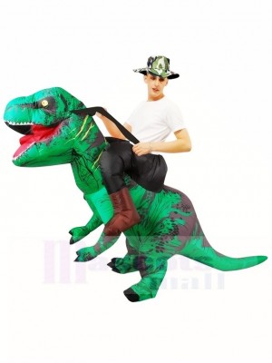 Grüner Tyrannosaurus T-Rex Aufblasbar Trag mich Fahrt auf Kostüm