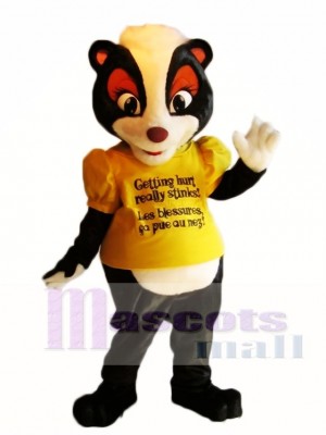 Gelbes Hemd Stella das Sicherheits Stinktier Maskottchen kostümiert Tier