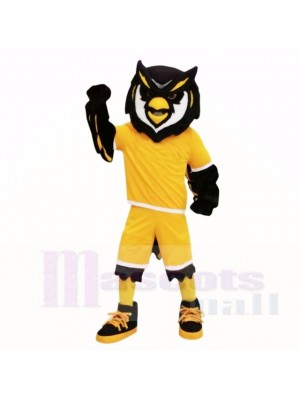 Sport Eule mit Gelb Hemd Maskottchen Kostüme Erwachsene