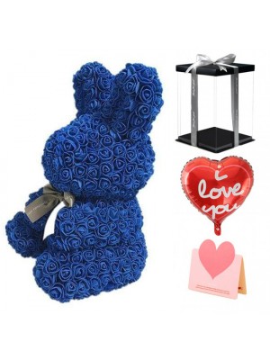 Blau Rose Kaninchen Blume Kaninchen Bestes Geschenk für Muttertag, Valentinstag, Jubiläum, Hochzeit und Geburtstag