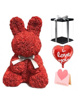 rot Rose Kaninchen Blume Kaninchen Bestes Geschenk für Muttertag, Valentinstag, Jubiläum, Hochzeit und Geburtstag