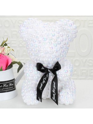 Exklusiv Weiße Perlenrose Teddybär Bestes Geschenk für Muttertag, Valentinstag, Jubiläum, Hochzeit und Geburtstag