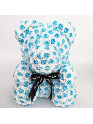 Neuer Stil Blaue Rose Teddybär Blumenbär Bestes Geschenk für Muttertag, Valentinstag, Jubiläum, Hochzeit und Geburtstag