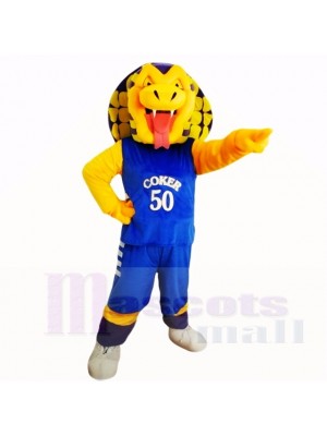 Sport Kobra Schlange mit Blau Hemd Maskottchen Kostüme Karikatur