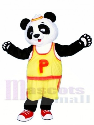 Gelbes T-Shirt Panda Maskottchen Kostüm