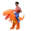 Orange Dinosaurier mit Groß Kopf Tragen mich Reiten auf Aufblasbar Kostüm Halloween Weihnachten zum Erwachsener/Kind