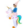 Einhorn mit Regenbogen Schwanz Tragen mir Reiten auf Aufblasbar Kostüm Overall zum Erwachsener/Kind