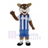 Fußball Fuchs im Blau und Weiß Jersey Maskottchen Kostüm