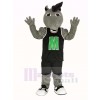 Grau Mustang Pferd im Schwarz Sportbekleidung Maskottchen Kostüm