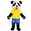 Gelbes Hemd blaue Hosen Panda Maskottchen Kostüme Tier