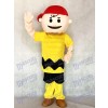 Gelbes T-Shirt Junge mit roter Hut Charlie Brown aus Snoopy Maskottchen Kostüm
