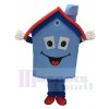 Blaues Gehäuse Haus Maskottchen Kostüm Immobilien