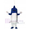 Weiße und blaue Spritze für Krankenhaus Klinik Maskottchen Kostüm