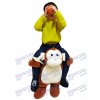 Piggyback Monkey Carry Me Fahrt brauner Affe mit einer Banane für Kid Maskottchen Kostüm