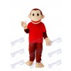 Glücklicher Affe im Rot Hemden Maskottchen-erwachsenes Kostüm-Tier