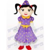 Mädchen im lila Kleid Cartoon Adult Maskottchen Kostüm