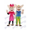 Kakao Paar Schwein Maskottchen Erwachsene Kostüm Tier