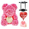 Licht Rose Rosa Teddybär Blumenbär mit Weißes Herz Bestes Geschenk für Muttertag, Valentinstag, Jubiläum, Hochzeit und Geburtstag