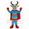 Super Kuh Das Vieh mit rot Mantel Maskottchen Kostüm
