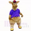 Hochwertiger Känguru mit lila Hemd-Maskottchen-Kostümen Erwachsener