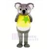 Grau Koala mit Gelb T-Shirt Maskottchen Kostüme Karikatur