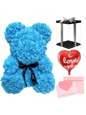 Blau Rosenbär Blumenbär zum Muttertag, Valentinstag, Jahrestag, Hochzeiten & Geburtstag