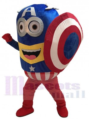 Despicable Me Minions Captain America mit Schild Maskottchen Kostüm Fancy Dress Outfit