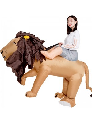 Braun Löwe Tragen Mir Reiten auf Aufblasbar Kostüm Schick Kleid Cosplay Kostüm