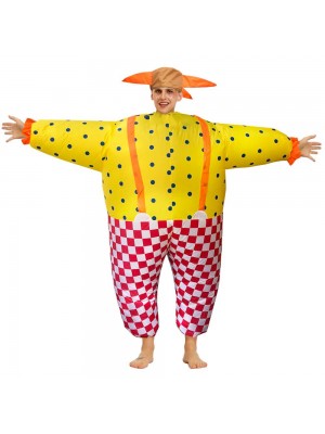 Clown Aufblasbar Kostüm Halloween Weihnachten Overall zum Erwachsene Party Zeit