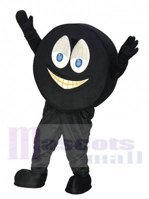 Schwarzes Hockey Puck Maskottchen Kostüm