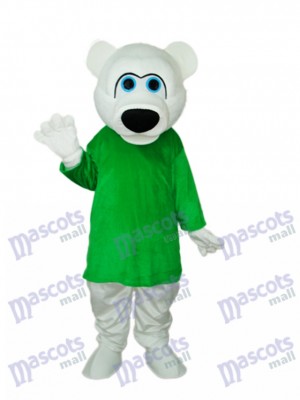 Grünes Hemd Weißes Bären Maskottchen Erwachsene Kostüm Tier