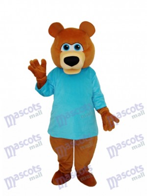 Mr.Bear im blauen T-Shirt Maskottchen erwachsenes Kostüm Tier