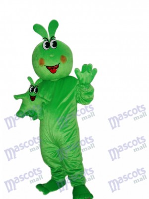 Glückliches grünes Wurm Maskottchen erwachsenes Kostüm Insekt