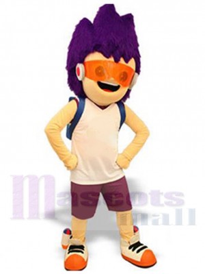 Junge mit lila Haaren Maskottchen-Kostüm Personen