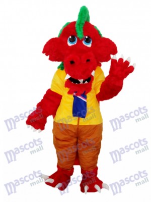 Lange Wolle Rote Drachen Maskottchen Erwachsene Kostüm Tier