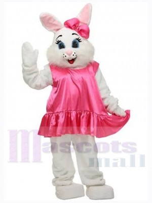 Süßer Osterhase Maskottchen-Kostüm Tier im rosa Kleid