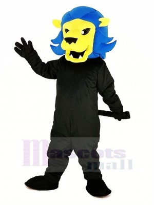 Heftig Blau Löwe Maskottchen Kostüm Karikatur