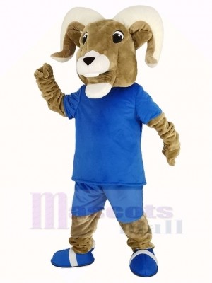 Sport RAM mit Blau T-Shirt Maskottchen Kostüm Erwachsene