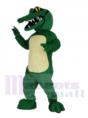 Grün Alligator mit Gelb Augen Maskottchen Kostüm Tier