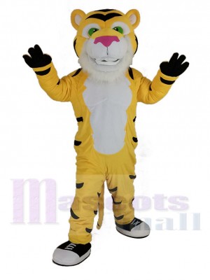 Gelb Leistung Tiger mit Rosa Nase Maskottchen Kostüm Tier