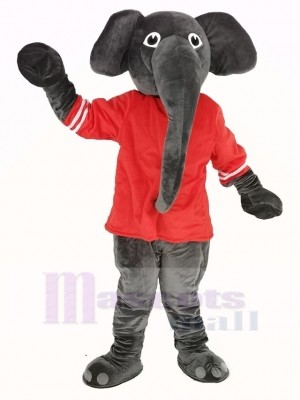 Grau Elefant mit rot T-Shirt Maskottchen Kostüm