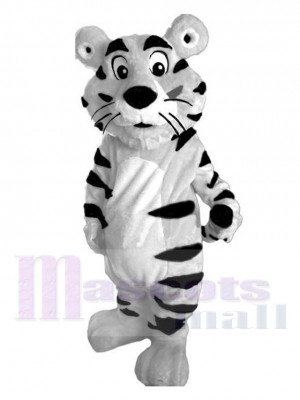 Süß Weiß Tiger mit Schwarz Streifen Maskottchen Kostüm
