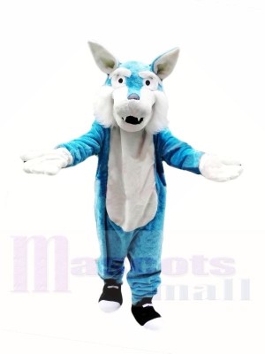 Billiger Blauer Wolf Maskottchen Kostüme