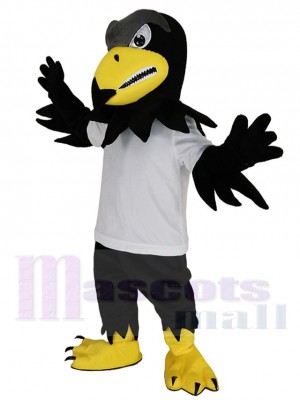 Heftig Falke Adler im Weiß T-Shirt Maskottchen Kostüm