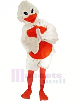 Pelzig Weiß und Orange Ente Maskottchen Kostüme Karikatur
