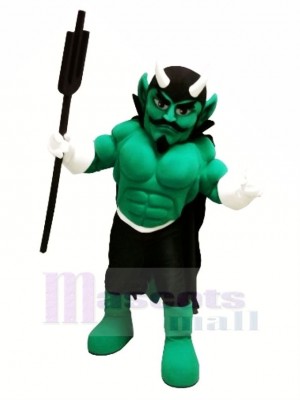 Grün Muskel Teufel Maskottchen Kostüm Karikatur