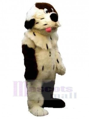 Weicher und behaarter weißer und brauner Hund Maskottchen Kostüm Tier