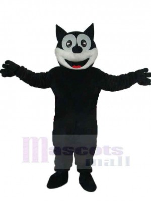 Lächelnde schwarze Katze Maskottchen Kostüm Tier