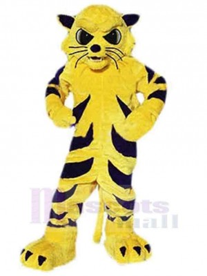 Gelbe und schwarze Wildkatze Maskottchen Kostüm Tier Erwachsene