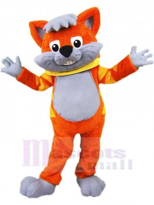 Orangene Katze Maskottchen Kostüm Tier mit grauem Bauch